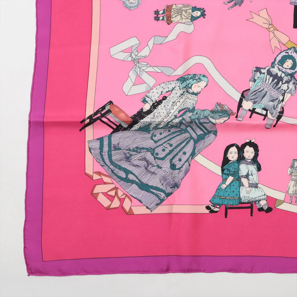 Hermes Carre 90 Hello Dolly Puppets Silk Scarf Pink — product photo 5
