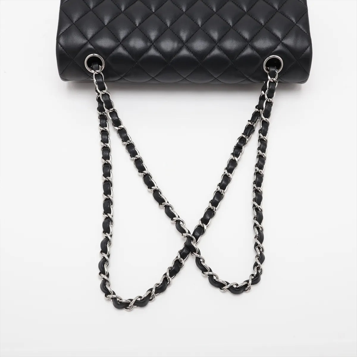 Chanel Matelasse 25 Lambskin Double Flap Double Chain Bag Black