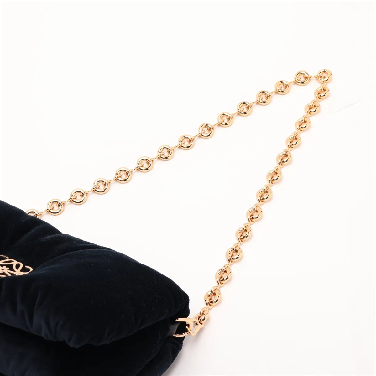 Loewe Goya Puffer Velvet Chain Shoulder Bag Navy Blue