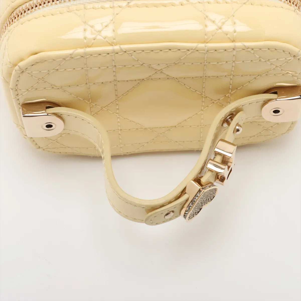 Christian Dior Micro Cannage Patent Leather Vanity Bag Yellow