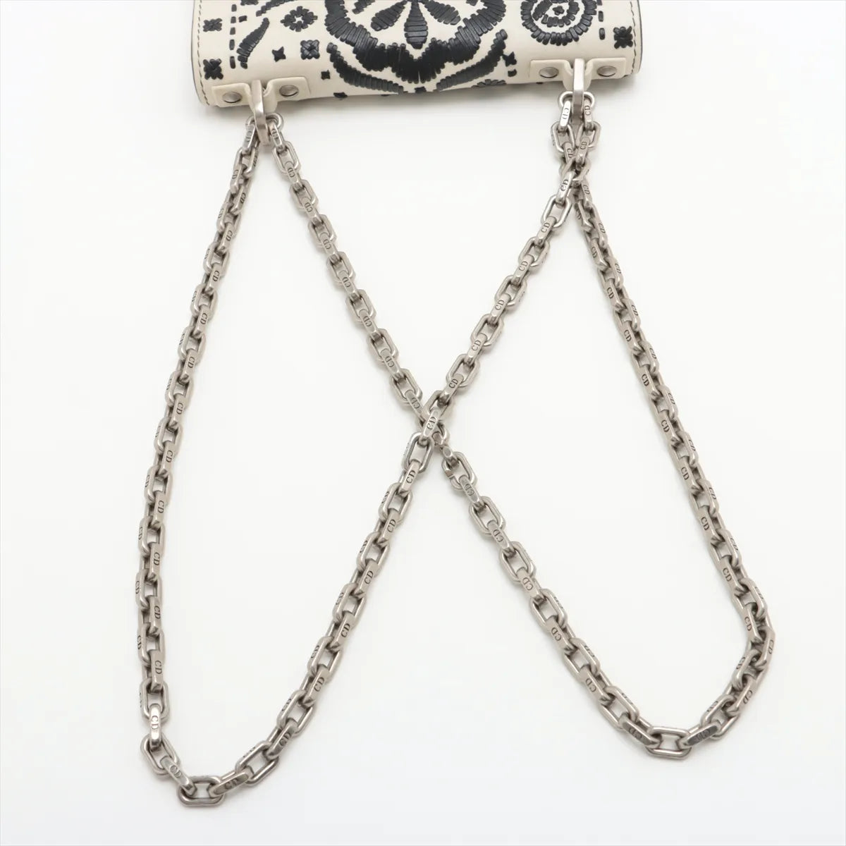 Christian Dior J'Adior Embroidered Leather Chain Shoulder Bag White