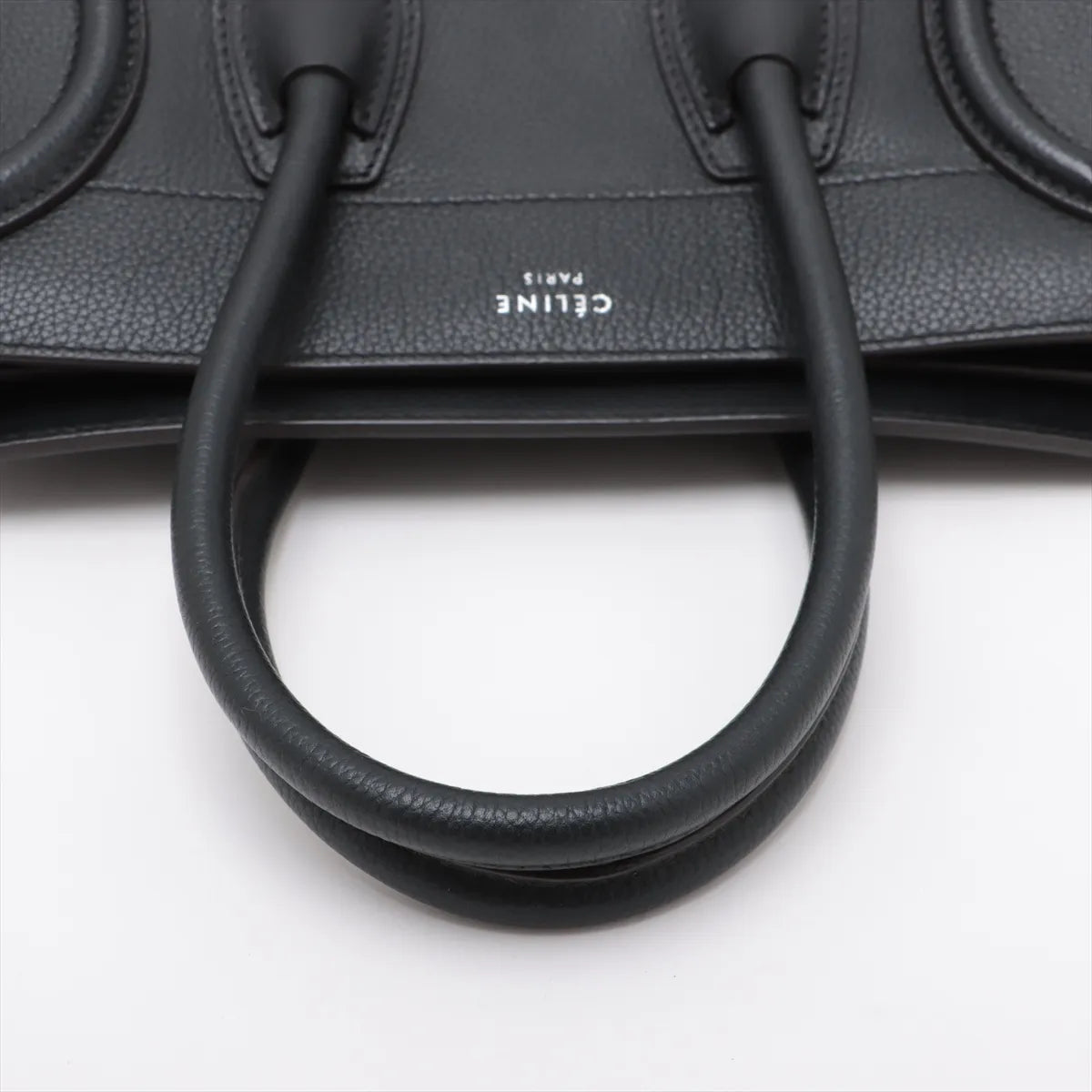 Celine Luggage Micro Shopper Leather Handbag Black