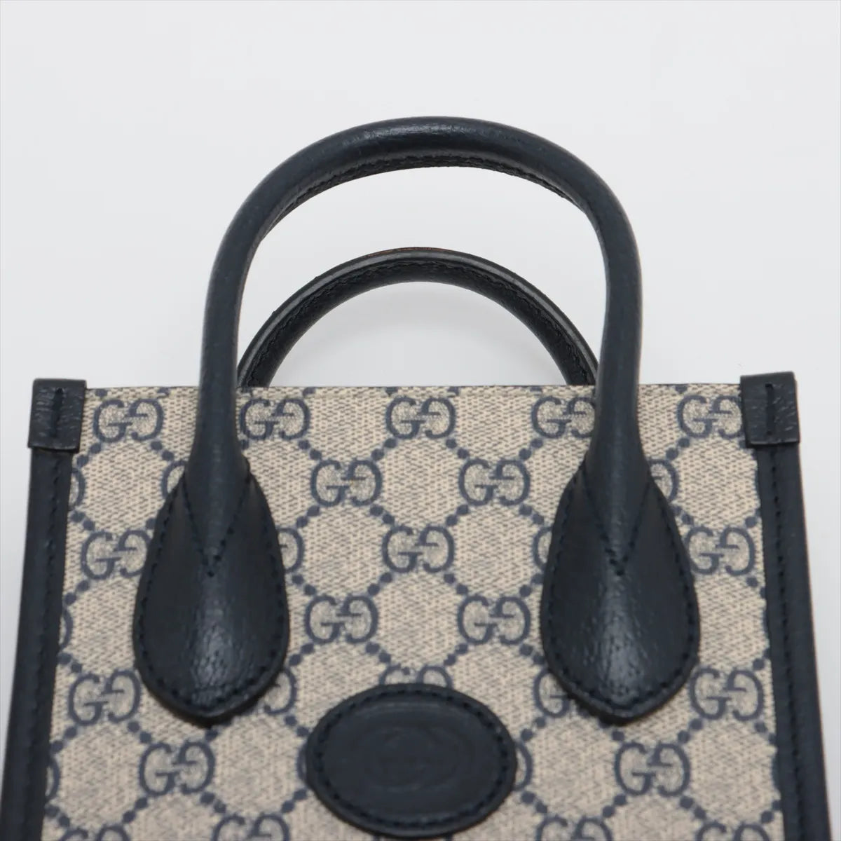 Gucci GG Supreme Canvas Unisex Small Tote Crossbody Bag Navy Blue