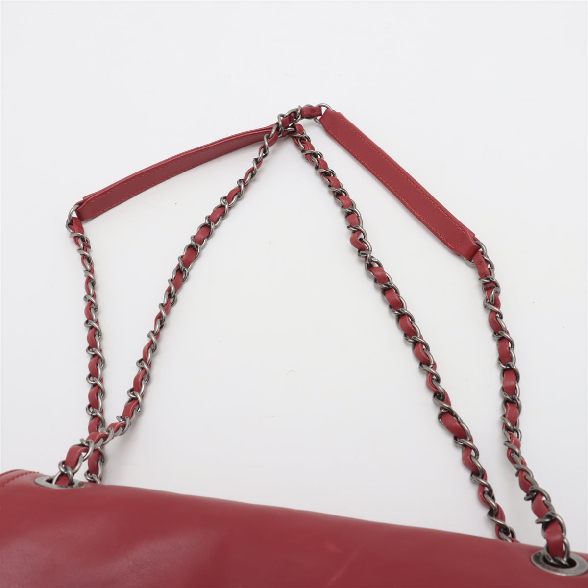 Chanel CC Logo Matelasse Leather Single Flap Double Chain Shoulder Bag Red * PREORDER *
