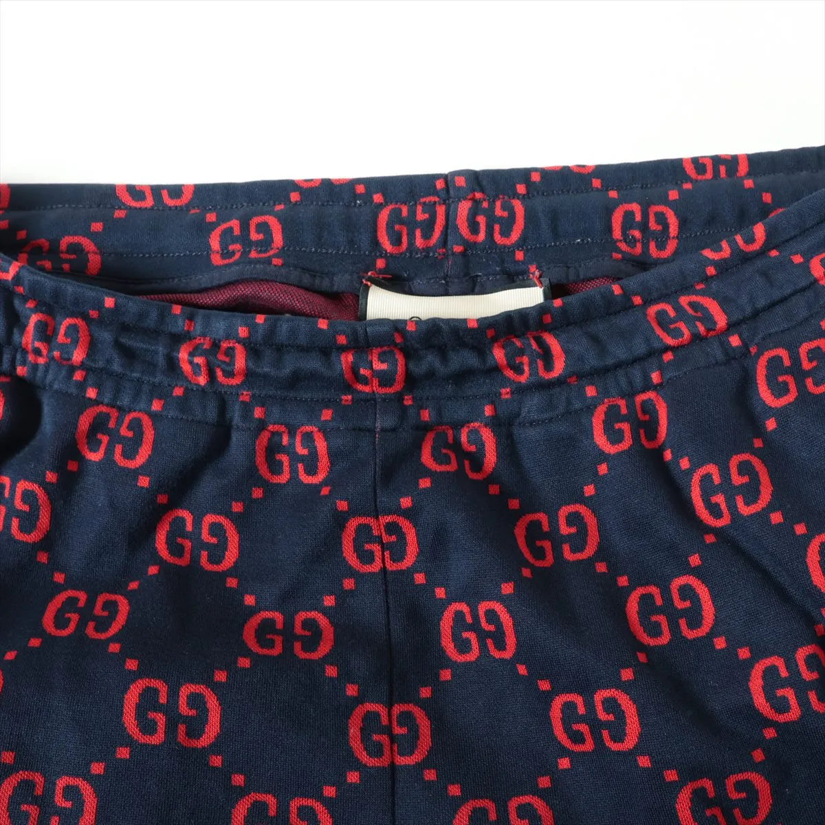 Gucci GG Jacquard Cotton Track Pants Navy Blue x Red