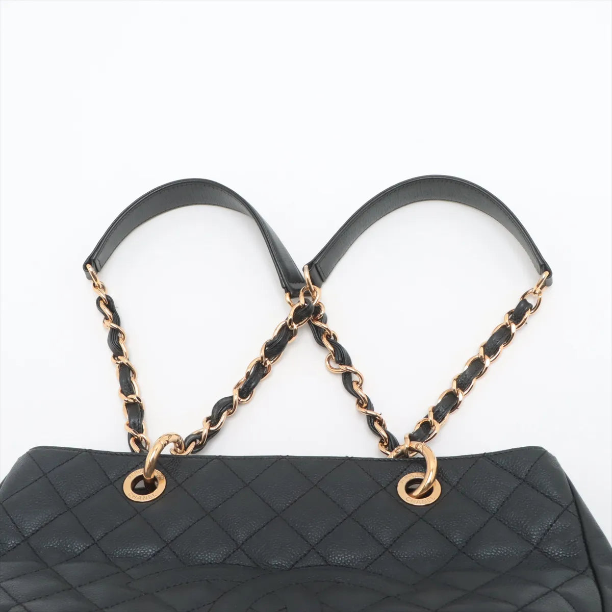 Chanel CC Logo Matelasse Caviar Skin Chain Tote Bag Black