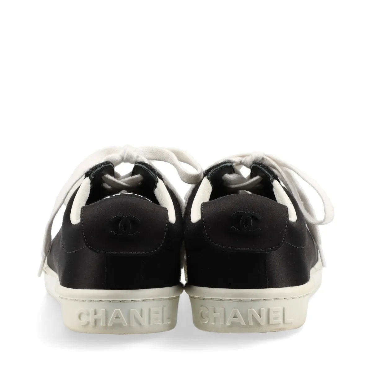 Chanel CC Logo Satin Sneakers Black