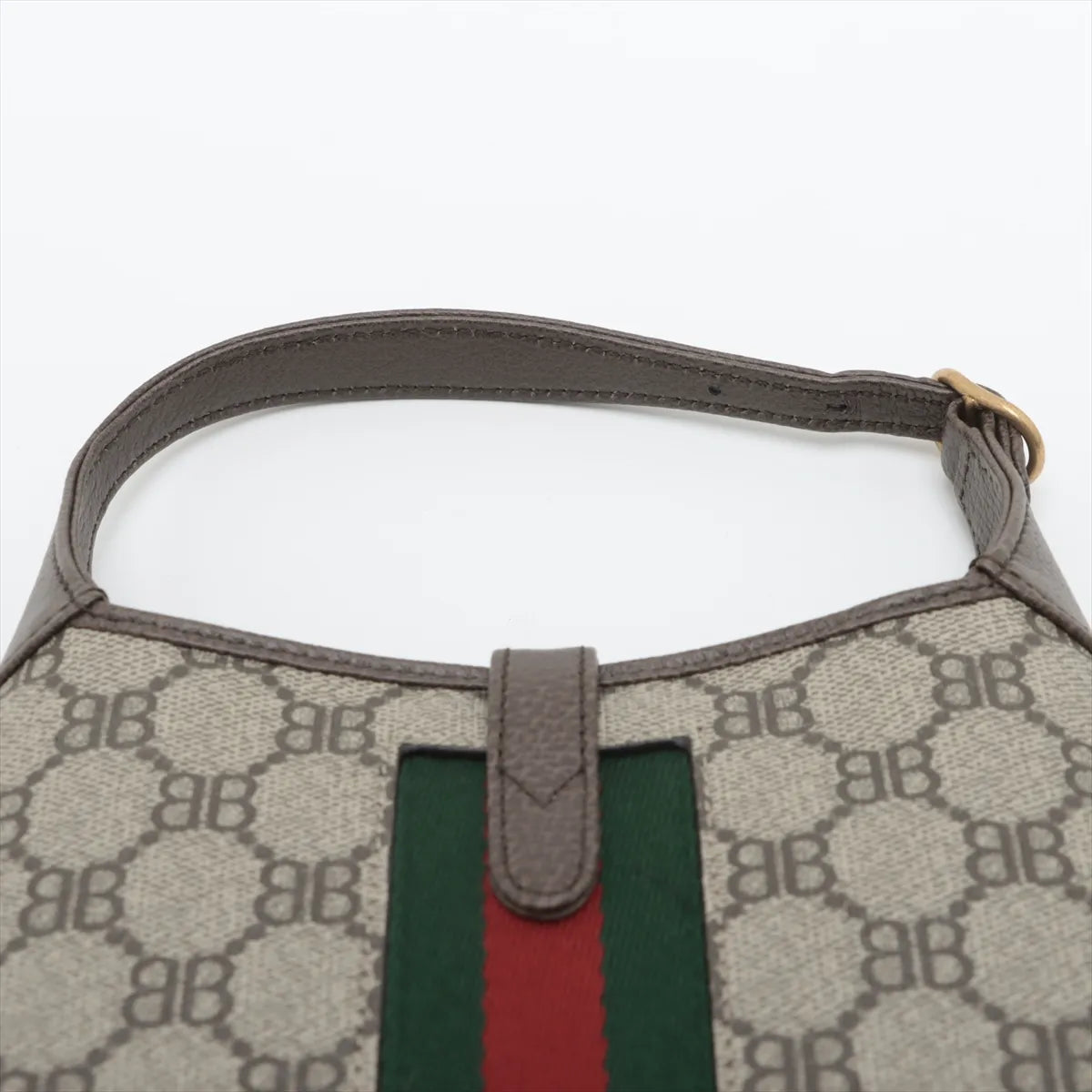Gucci x Balenciaga Jackie Leather Shoulder Bag Greige