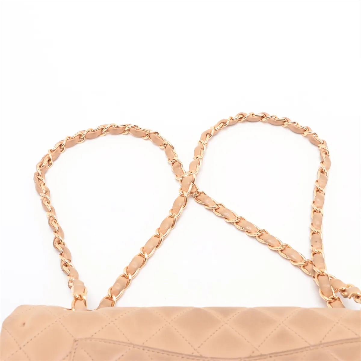 Chanel CC Logo Matelasse 25 Lambskin Double Flap Double Chain Bag Beige