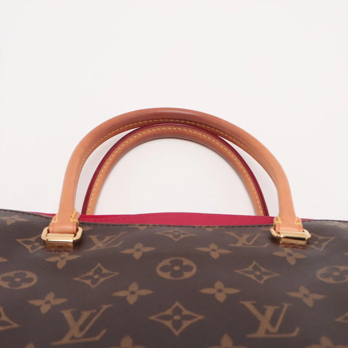 Louis Vuitton Monogram Pallas Handbag Brown x Red