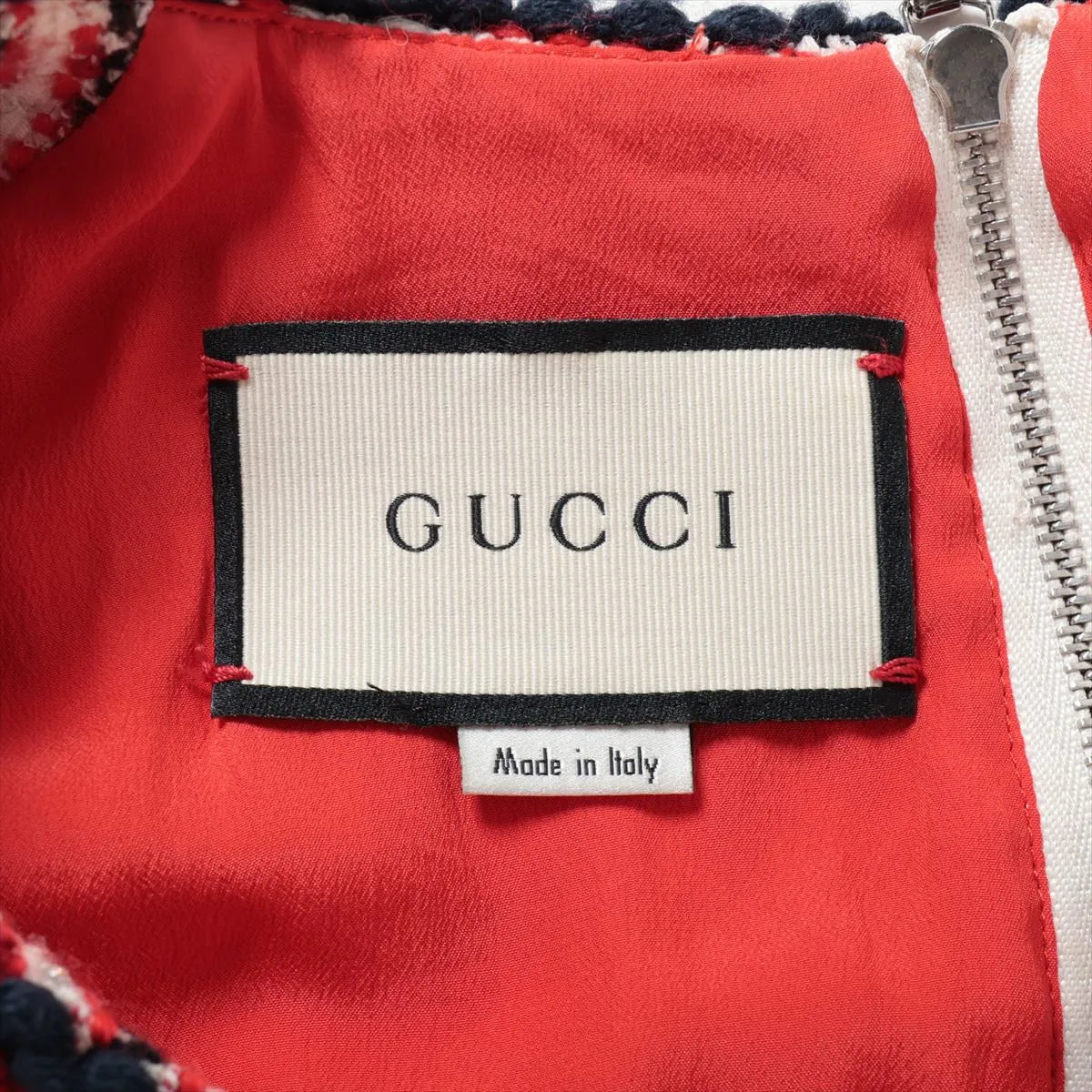 Gucci Interlocking G Cotton Tweed Dress Red