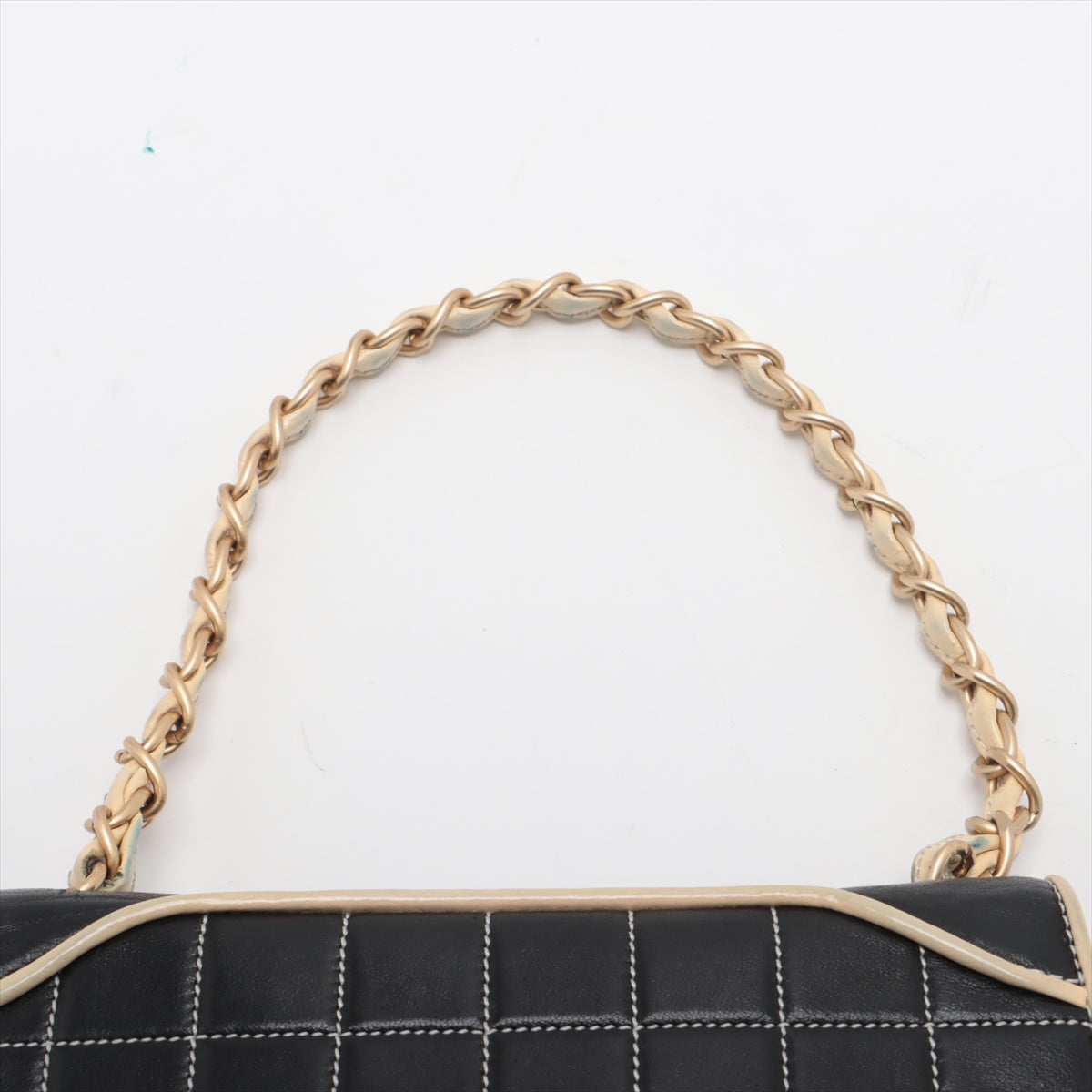 Chanel Chocolate Bar Lambskin Chain Shoulder Bag Black x Ivory