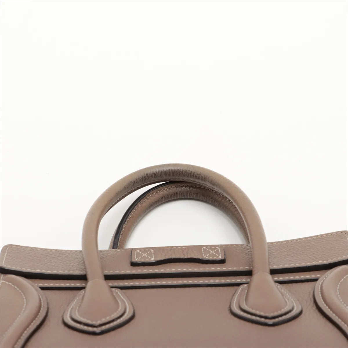 Celine Luggage Micro Leather Shopper Handbag Greige with Strap