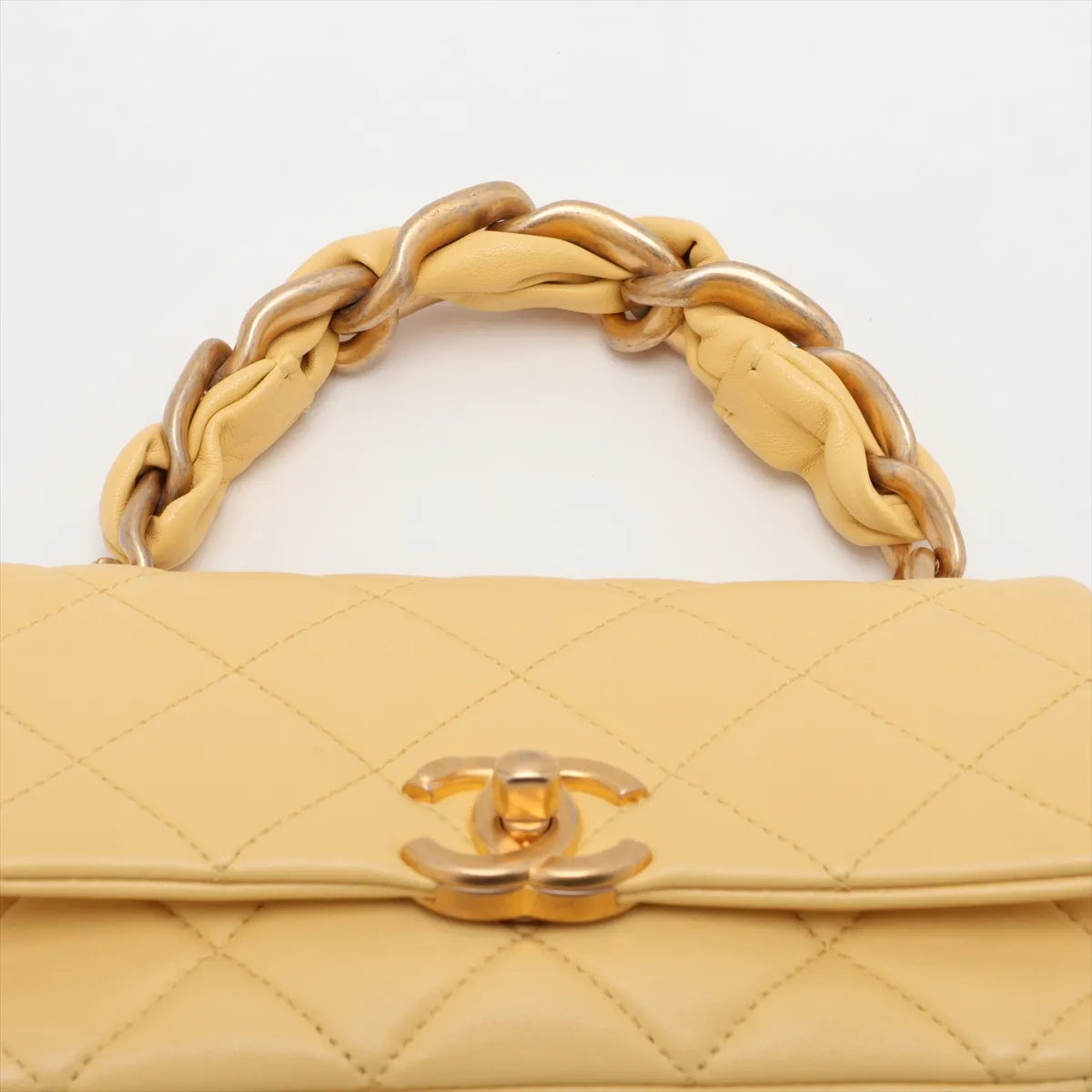 Chanel Mini Matelasse Lambskin Two-Way Shoulder Bag Yellow