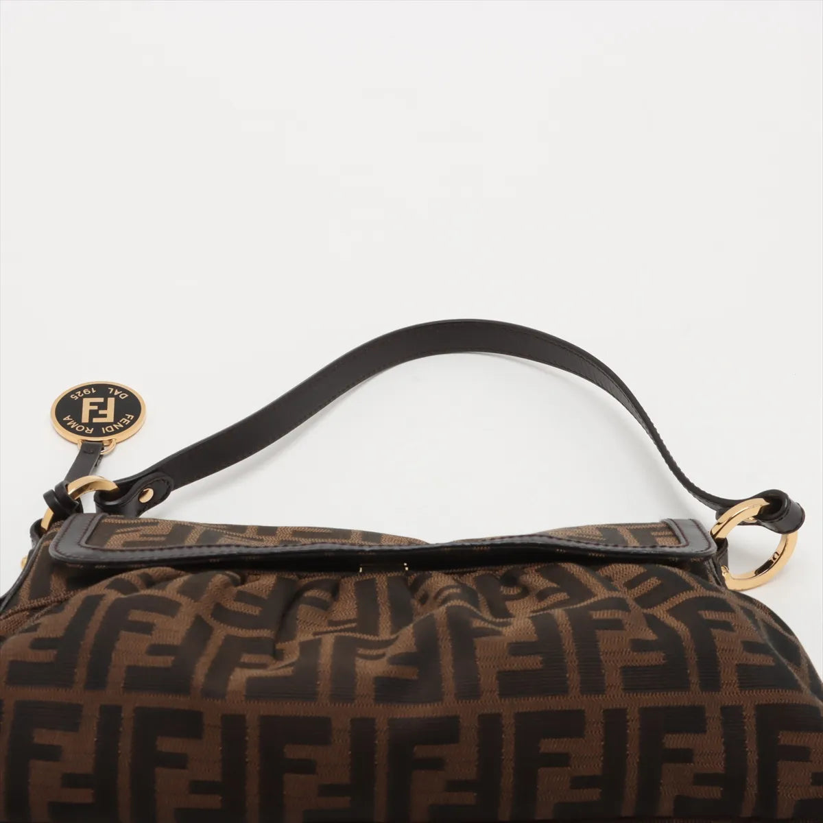 Fendi Zucca Canvas Leather Shoulder Bag Brown