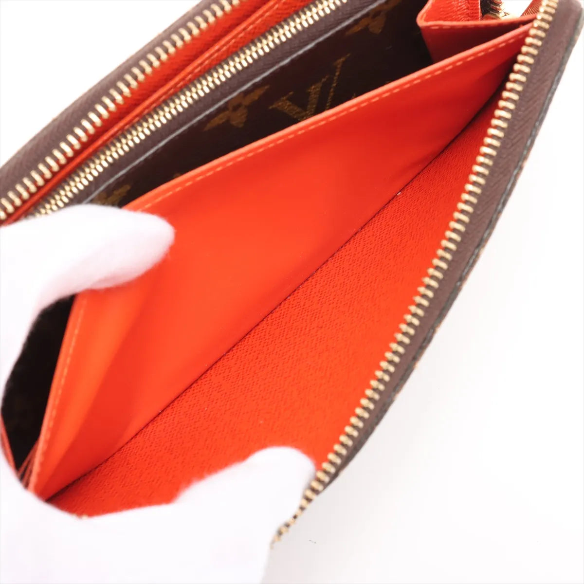 Louis Vuitton Monogram Clemence Wallet Brown x Orange