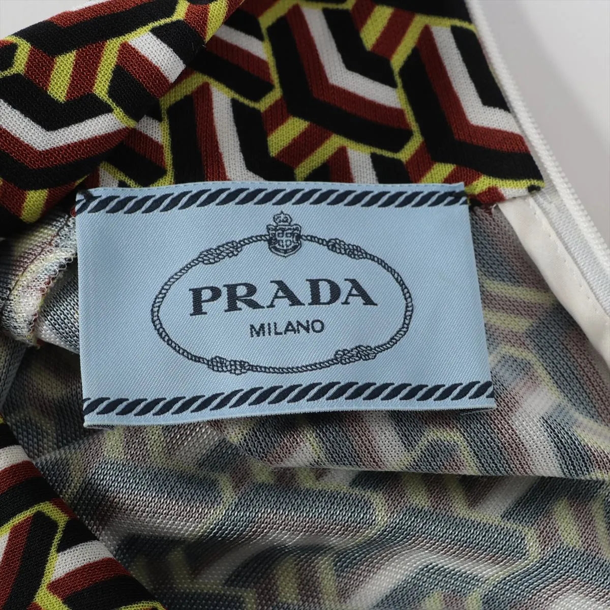 Prada Geometric Rayon Turtleneck Long Sleeve Dress Multicolor — product photo 6