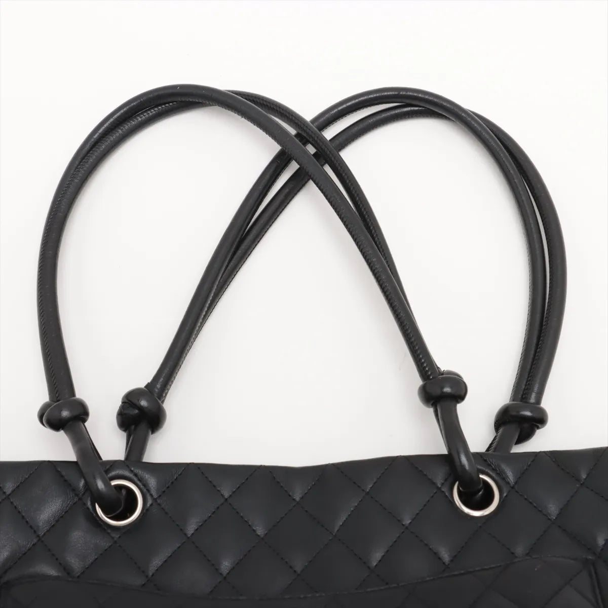Chanel CC Logo Matelasse Cambon Line Tote Bag Black x White