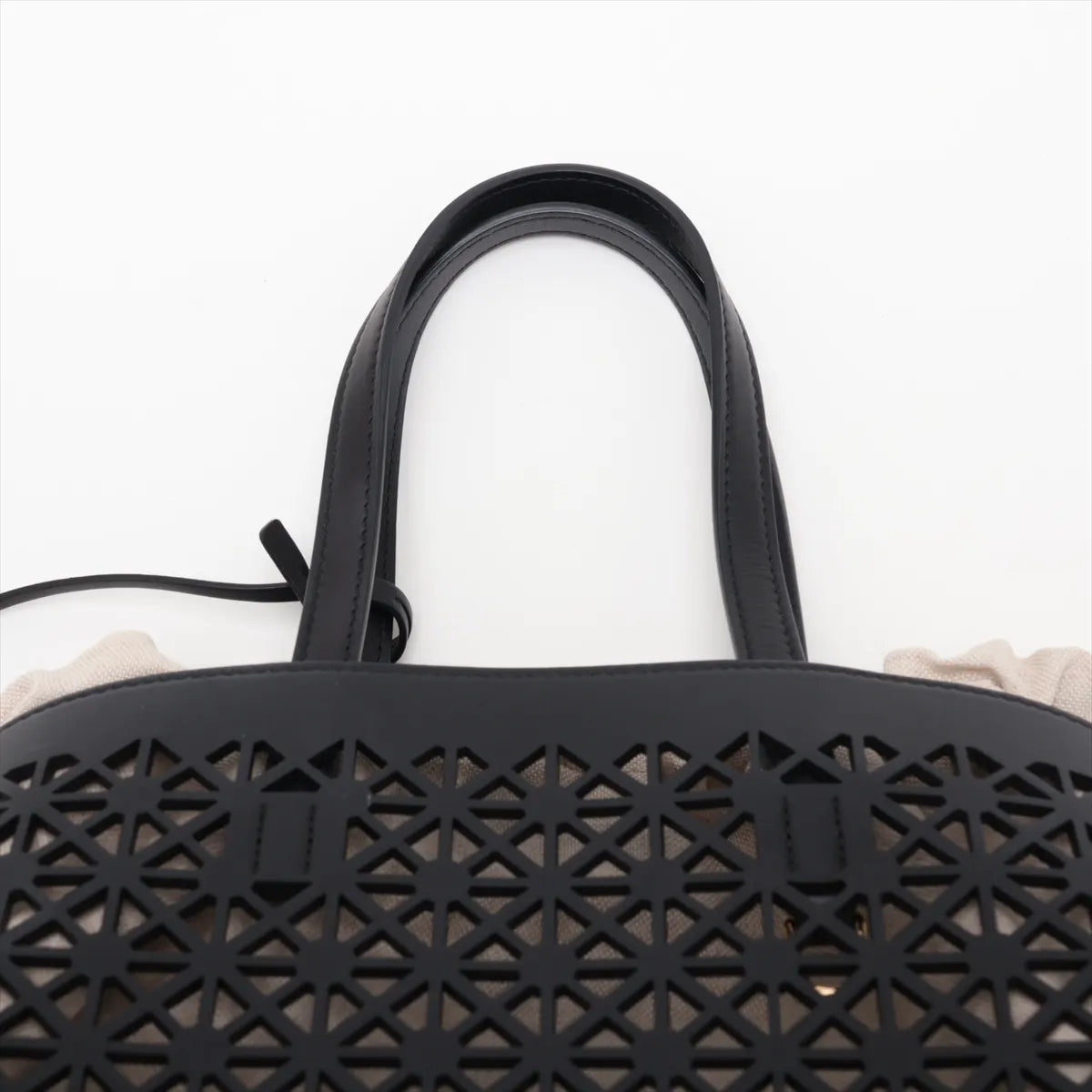 Ferragamo Hug Lazer-cut Panels Leather Two-Way Handbag Black