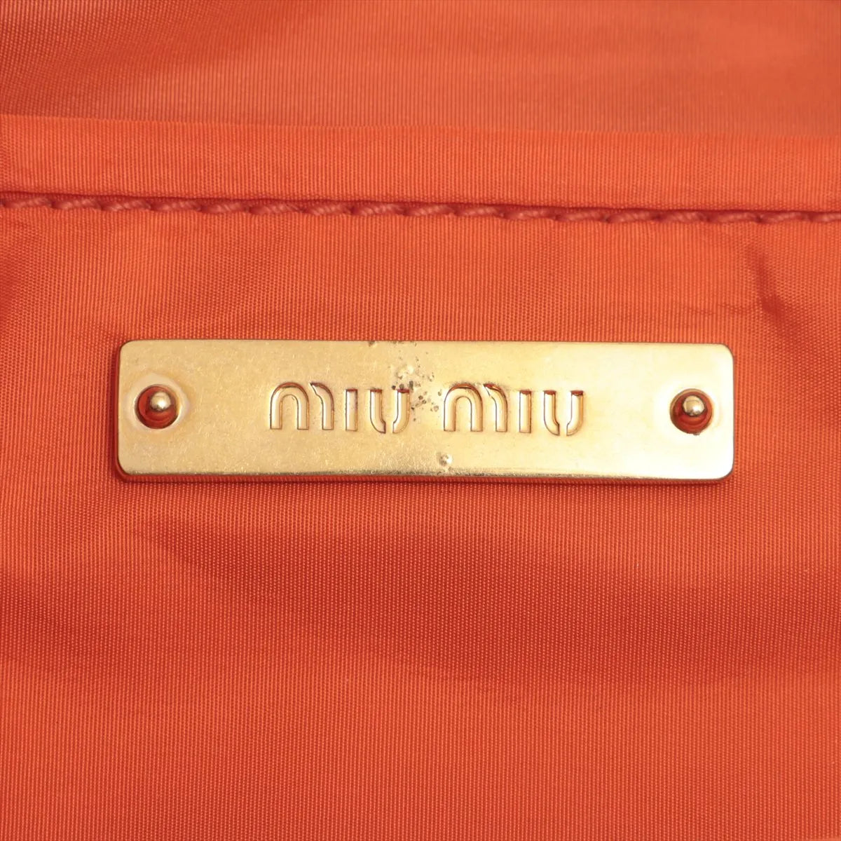 Miu Miu Logo Nylon Quilted Pouch Navy Blue