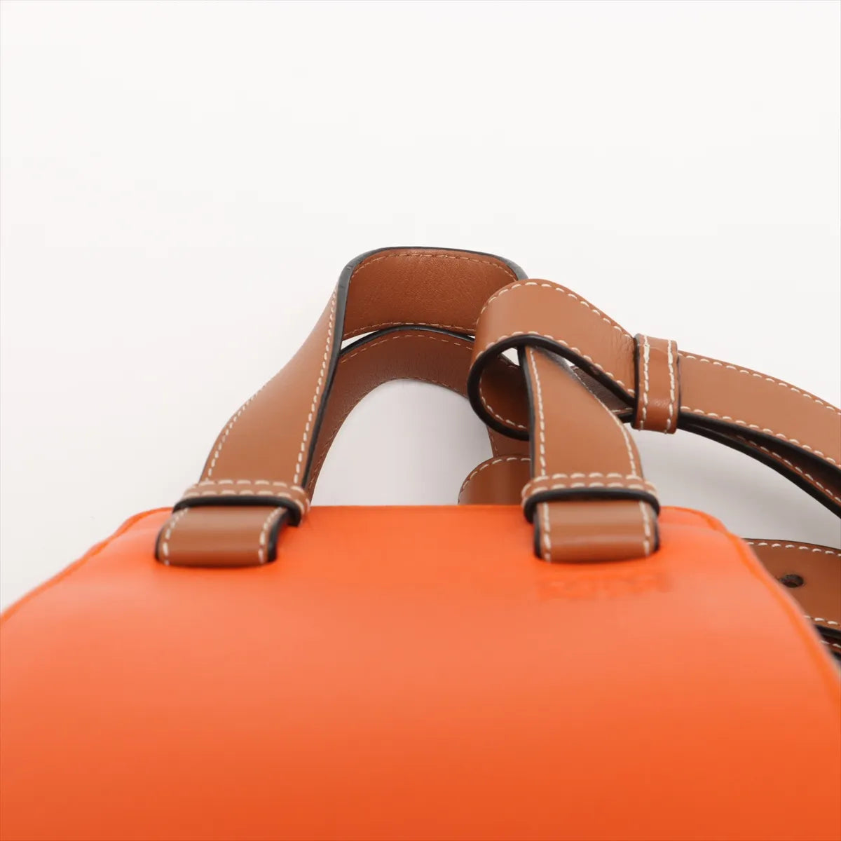 Loewe Hammock Drawstring Medium Straw Leather Shoulder Bag Brown x Orange