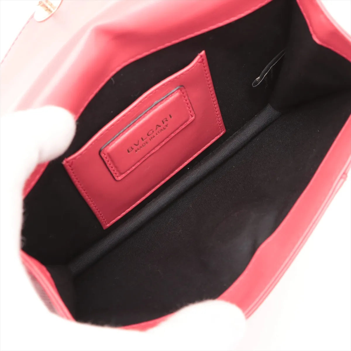 Bvlgari Serpenti Forever Leather Chain Shoulder Bag Red