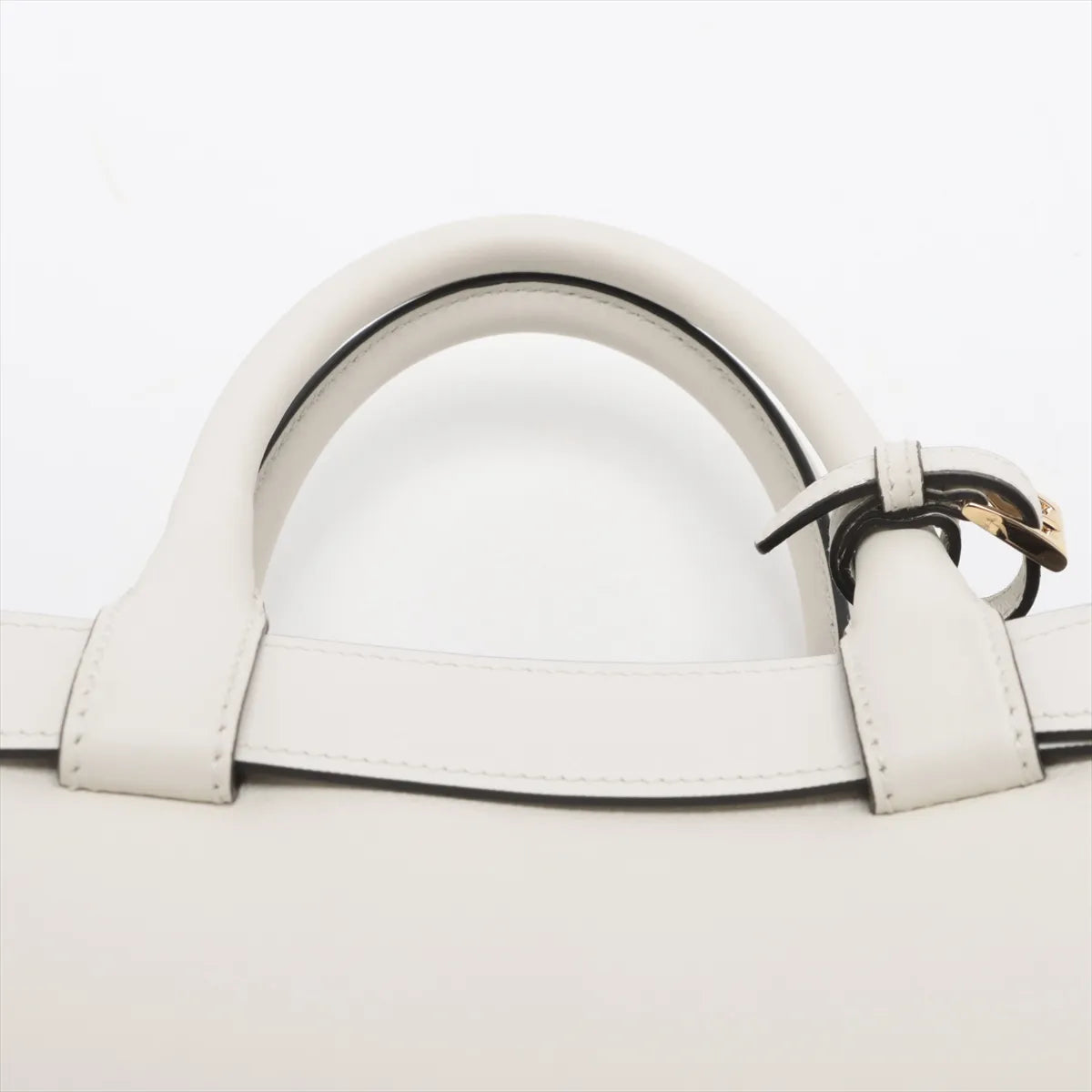 Prada Buckle Belt Studs Two-Way Shoulder Bag White