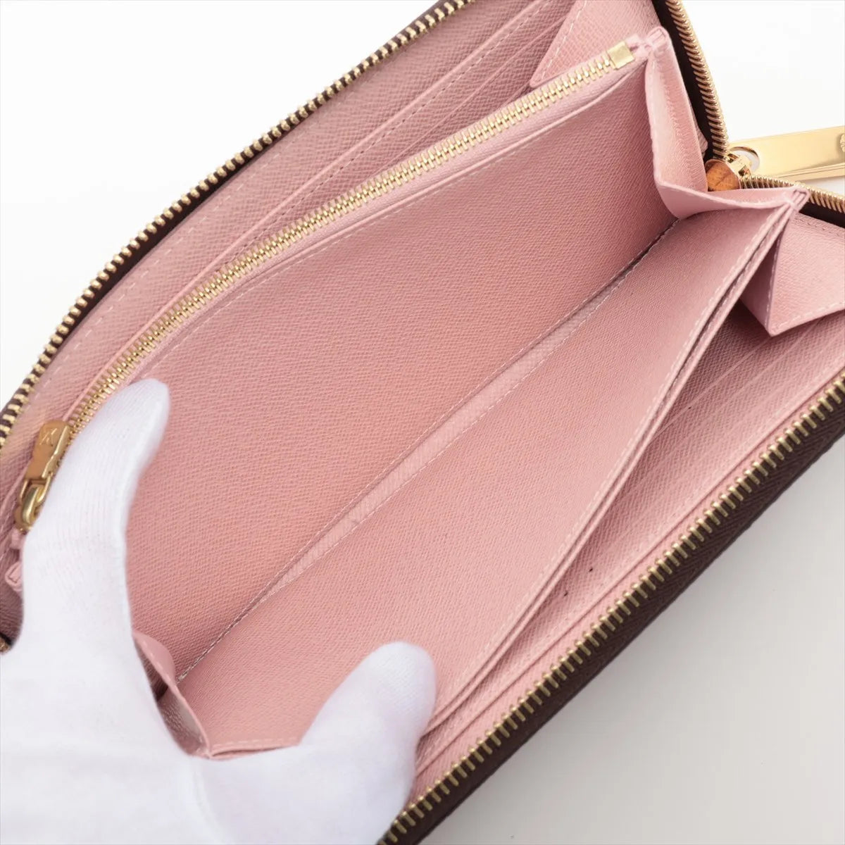 Louis Vuitton Damier Ebene Zippy Wallet Rose Ballerine
