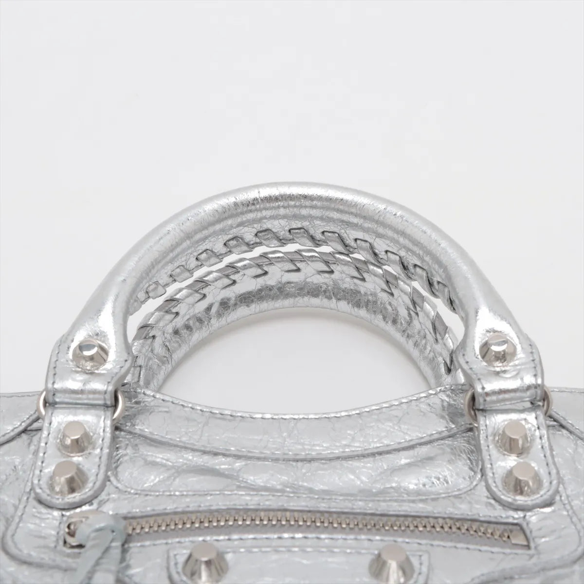 Balenciaga Le City Small Leather Two-Way Handbag Metallic Silver