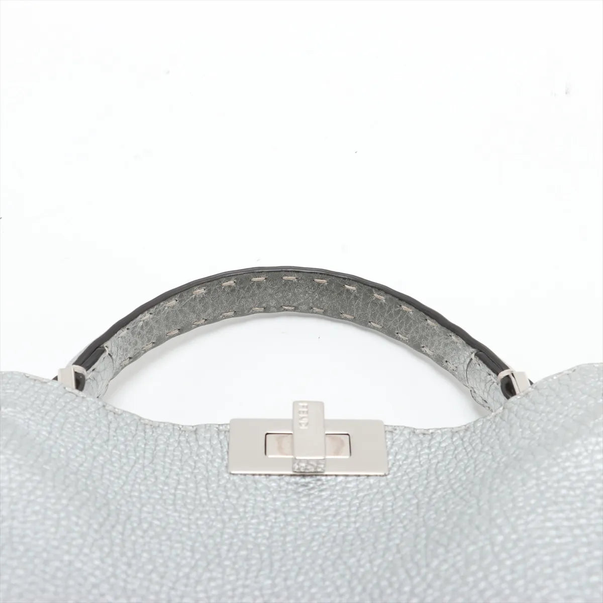 Fendi Peekaboo Essentially Selleria Shoulder Bag Silver