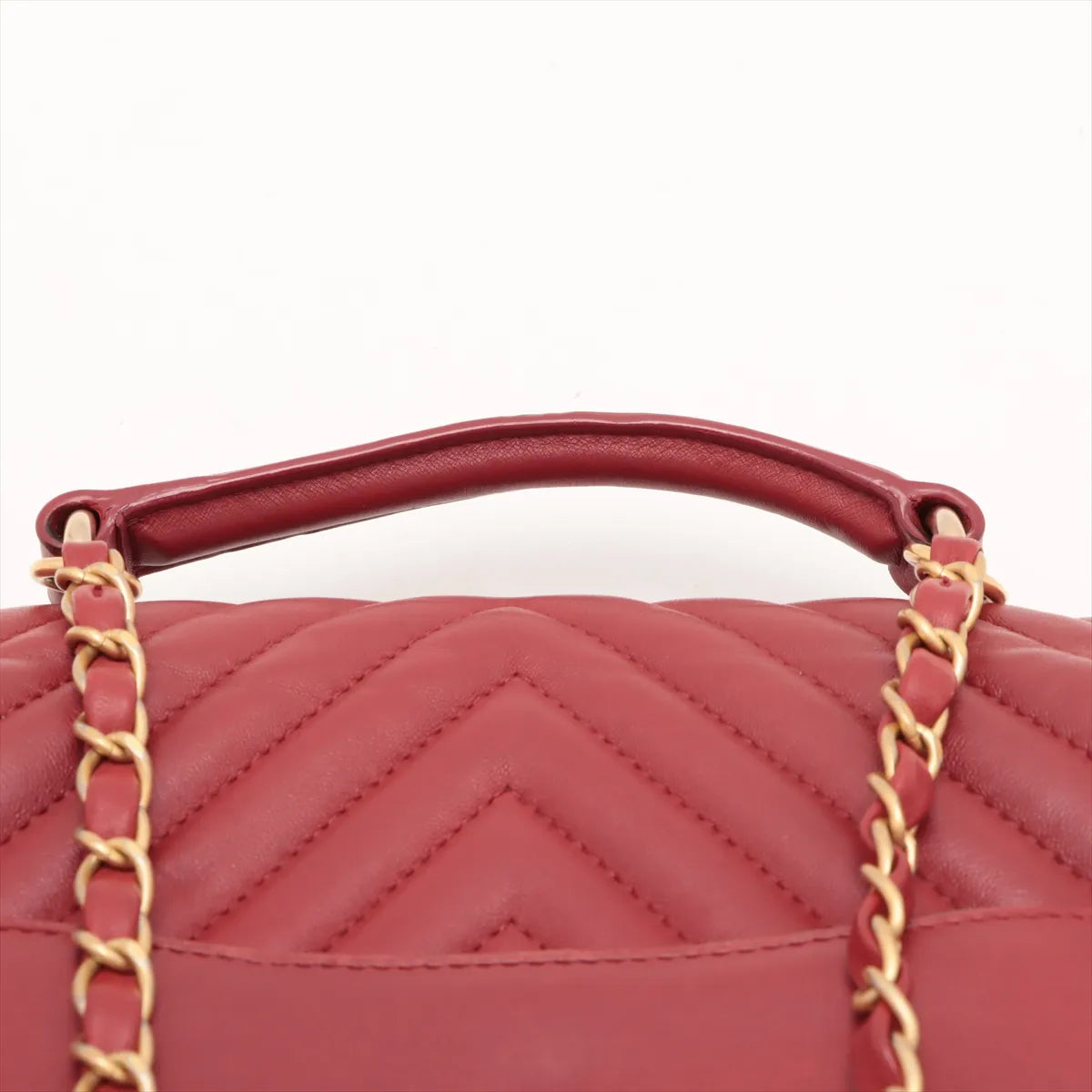 Chanel CC Logo V Stitch Lambskin Two-Way Shoulder Bag Red