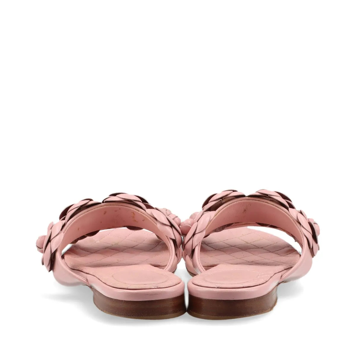 Chanel Camelia Two Strap Leather Sandal Pink