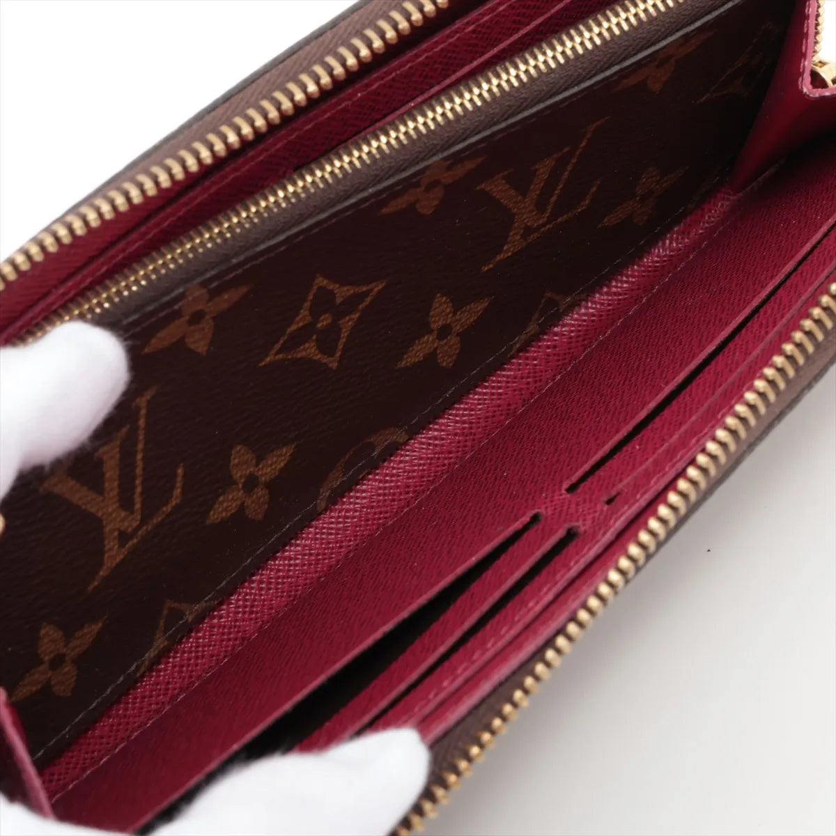 Louis Vuitton Monogram Clémence Zippy Long Wallet Fuchsia