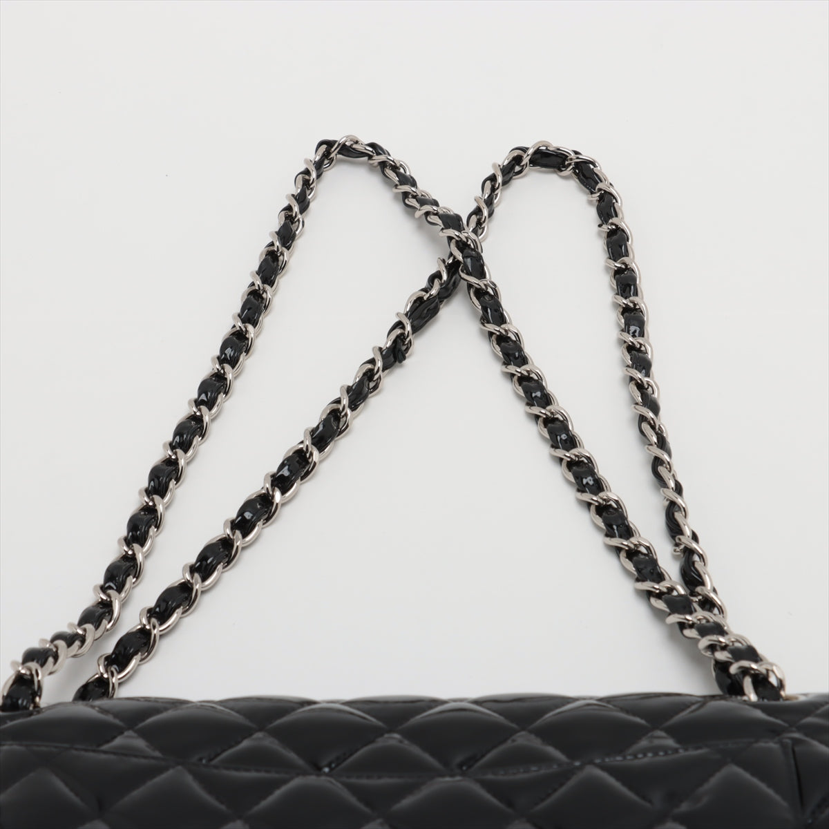 Chanel CC Logo Dekamatrasse 30 Large Patent Leather Double Flap Double Chain Bag Black * PREORDER *