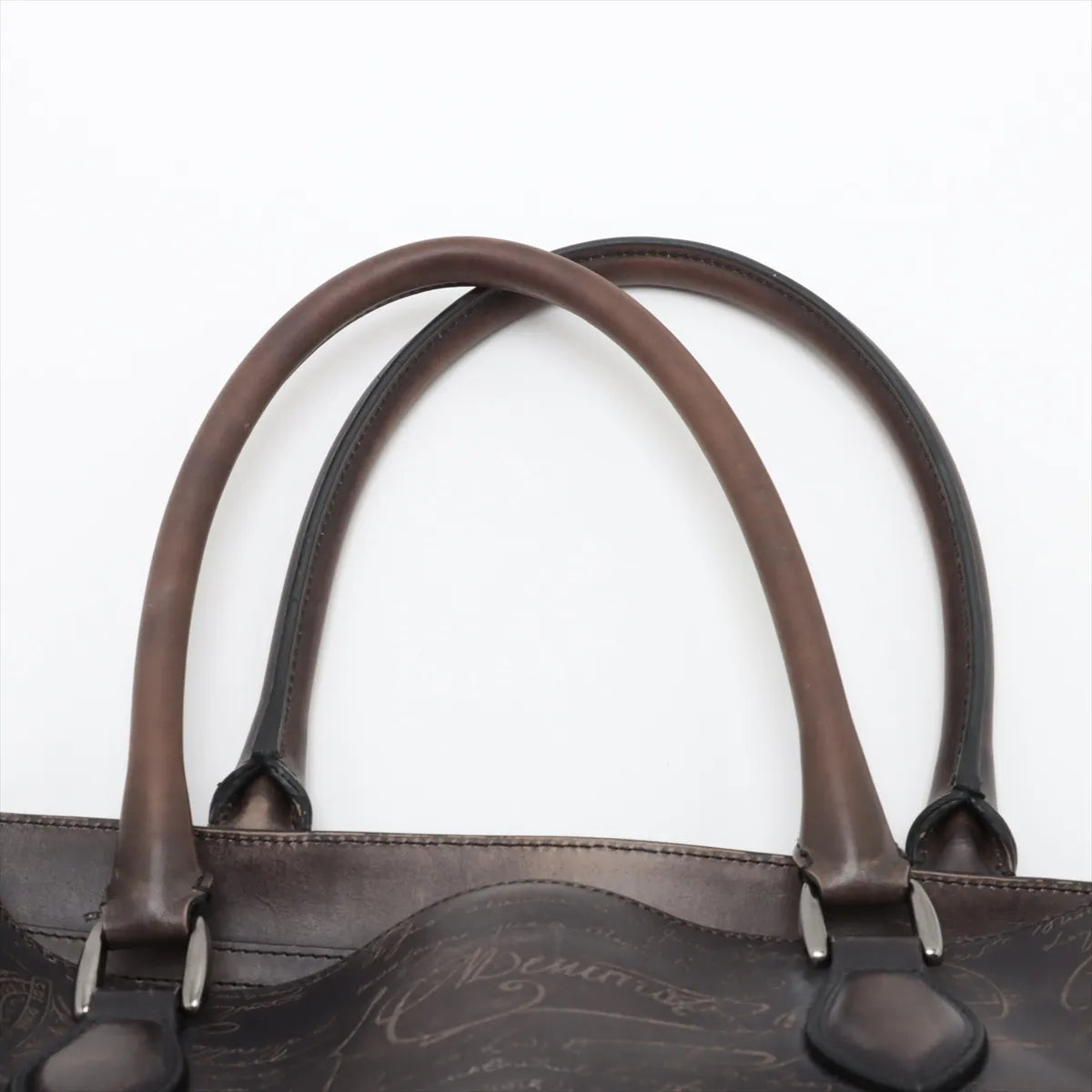 Branded Berluti Calligraphy Toujour Leather Chain Tote Bag Black