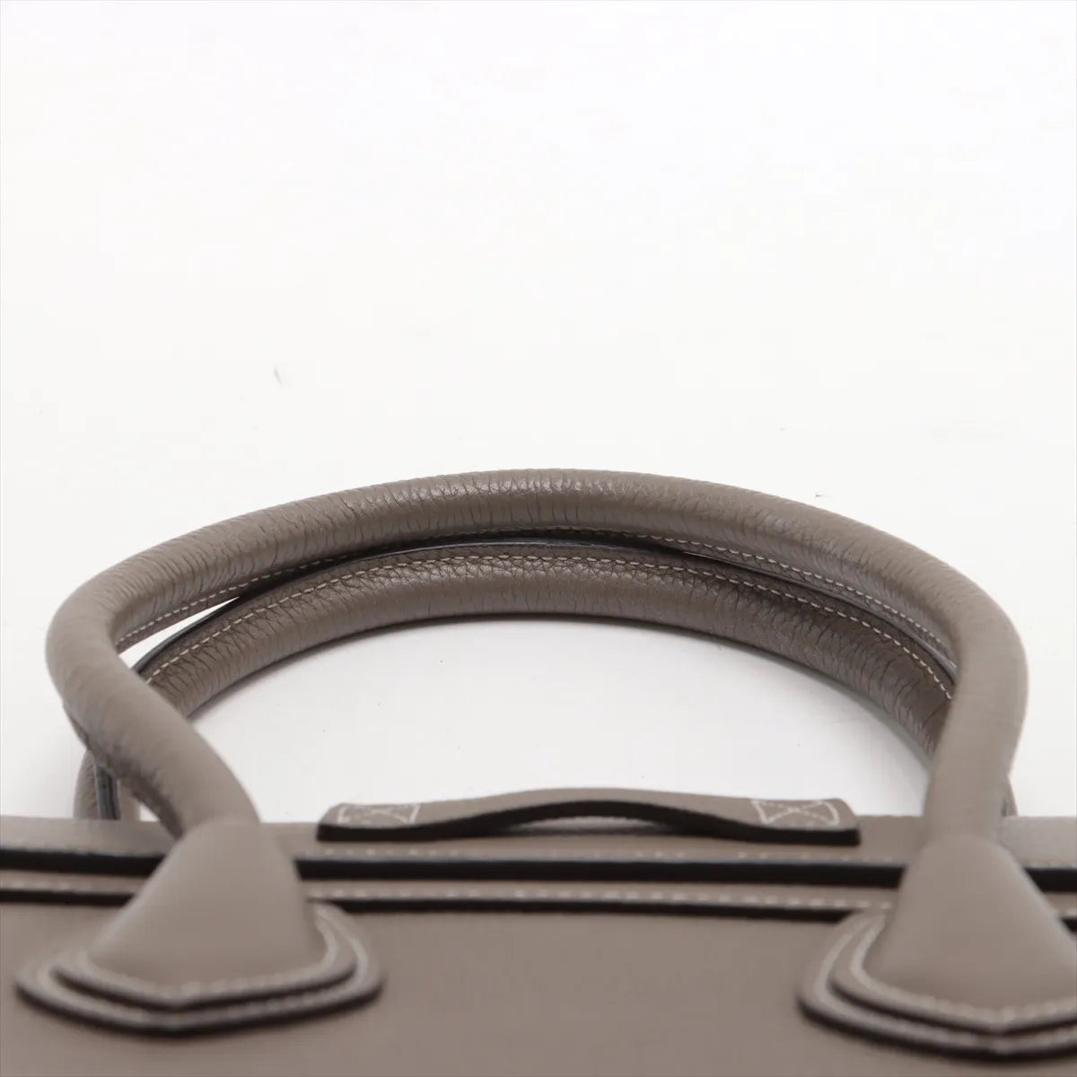Branded Celine Luggage Micro Leather Shopper Handbag Greige