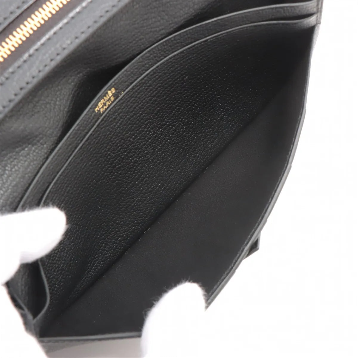 Hermès Bearn Soufflet Chevre Long Wallet Black