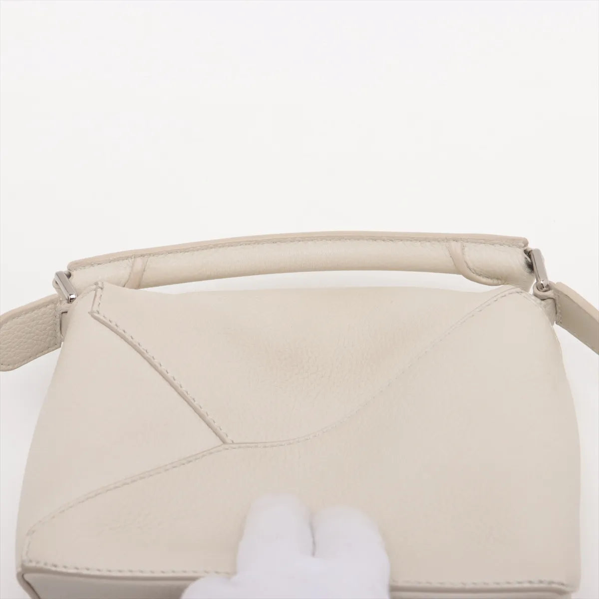Loewe Mini Puzzle Leather Shoulder Bag White