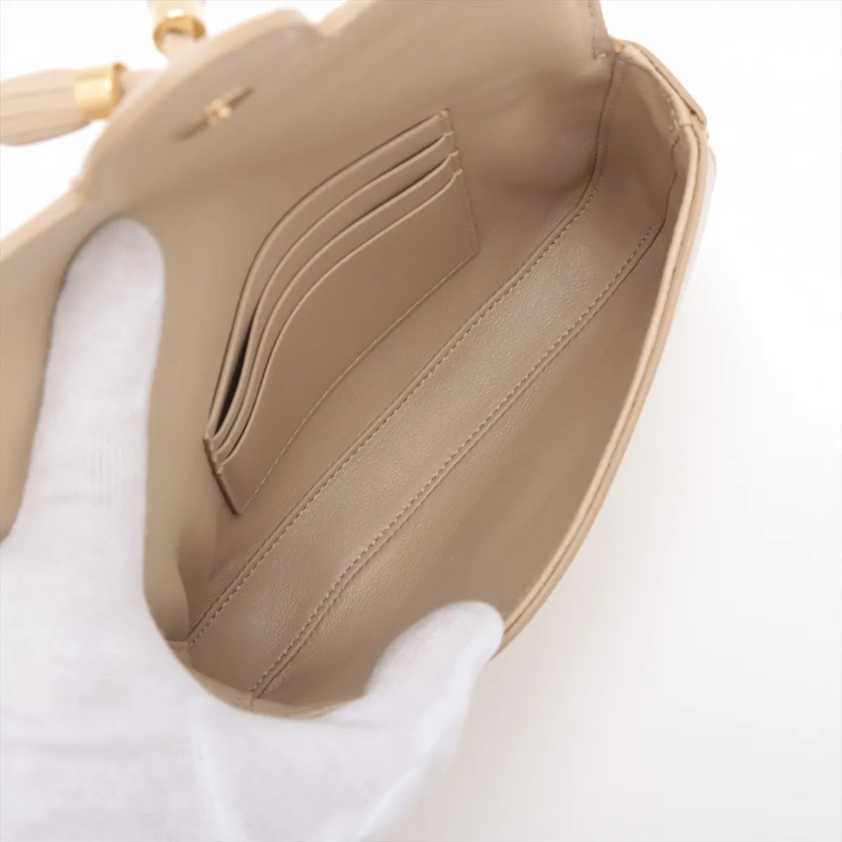 Celine Tassels Leather Waist Bag Beige
