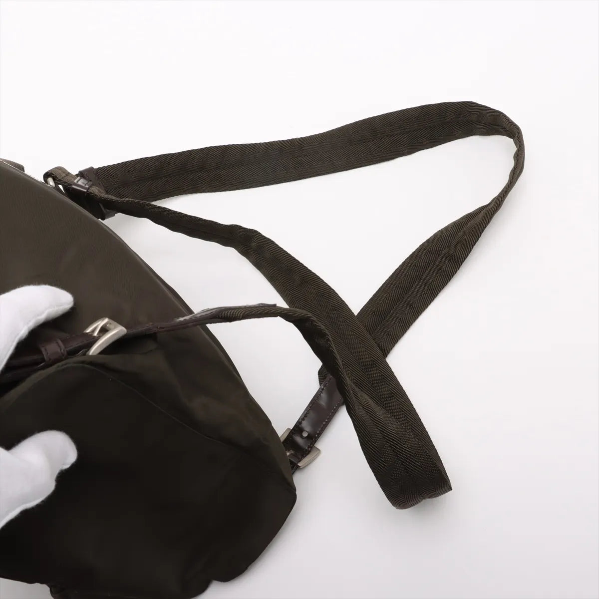 Prada Tessuto Nylon Leather Backpack Khaki