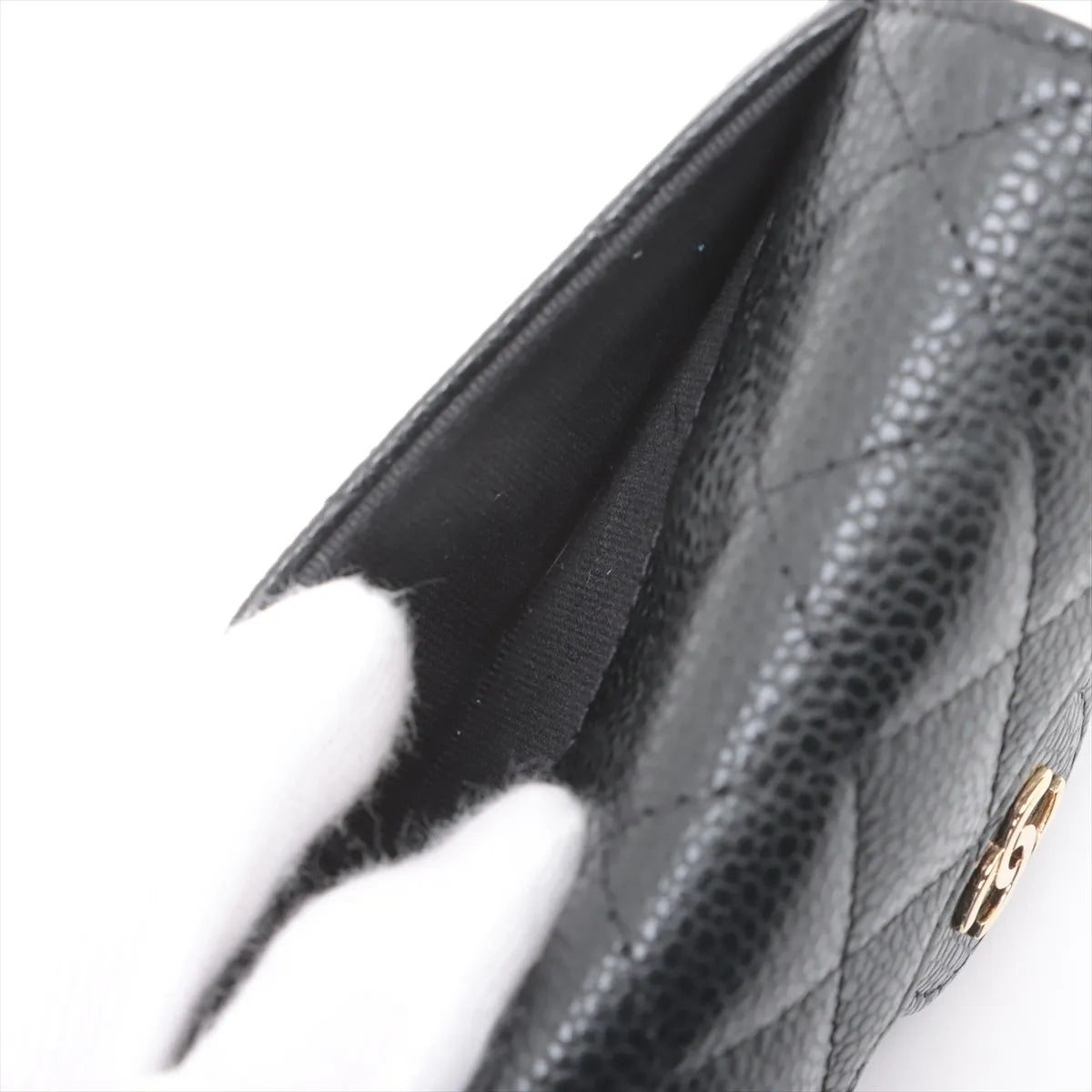 Chanel CC Logo Matelasse Caviar Skin Card Case Black