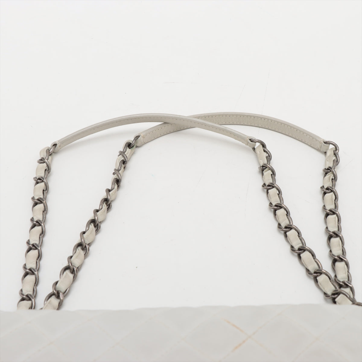 Chanel CC Logo Matelasse Lambskin Single Flap Double Chain Bag White * PREORDER *
