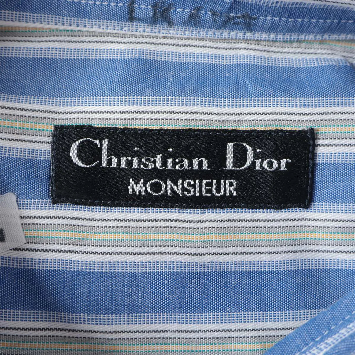 Christian Dior Striped Cotton Long Sleeve Shirt Blue x Gray