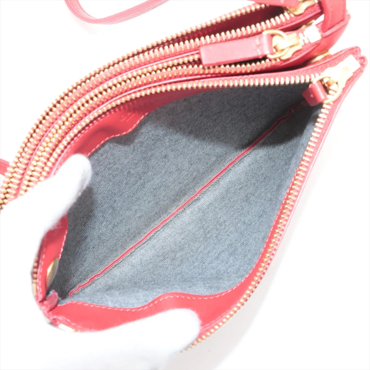 Celine Trio Leather Shoulder Bag Red