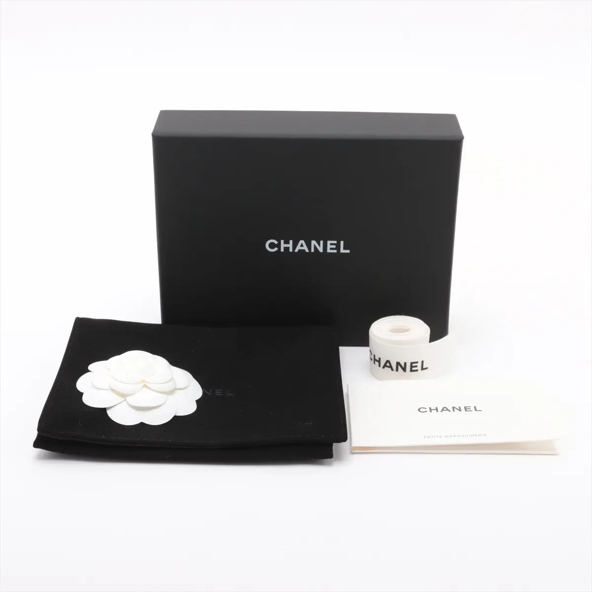 Chanel CC Logo Matelasse Caviar Skin Coin Card Wallet Black