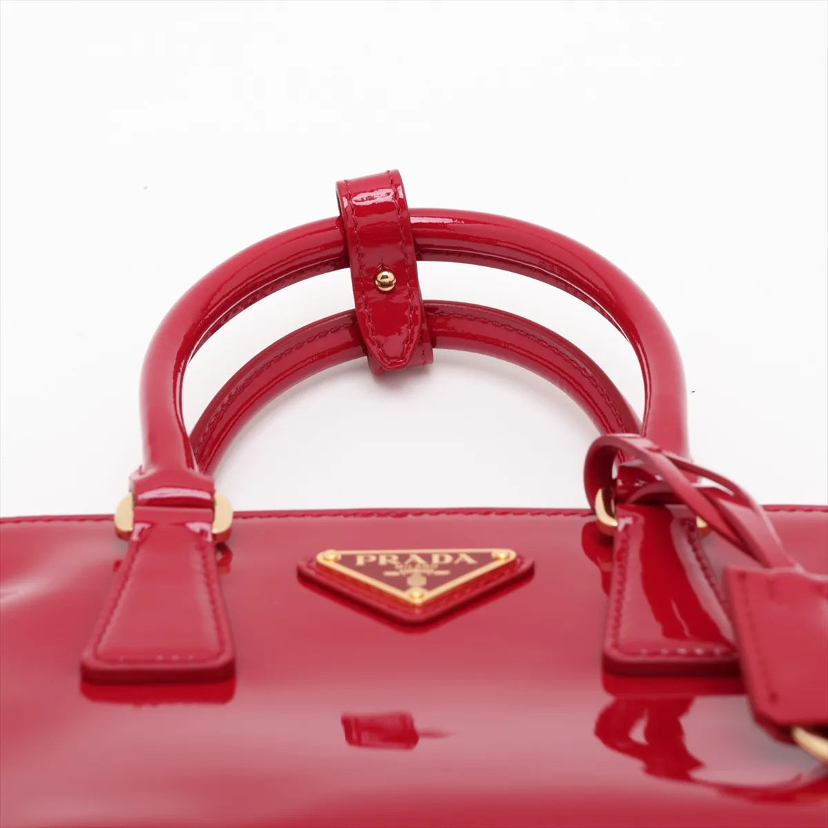 Prada Patent Leather Two-Way Handbag Red