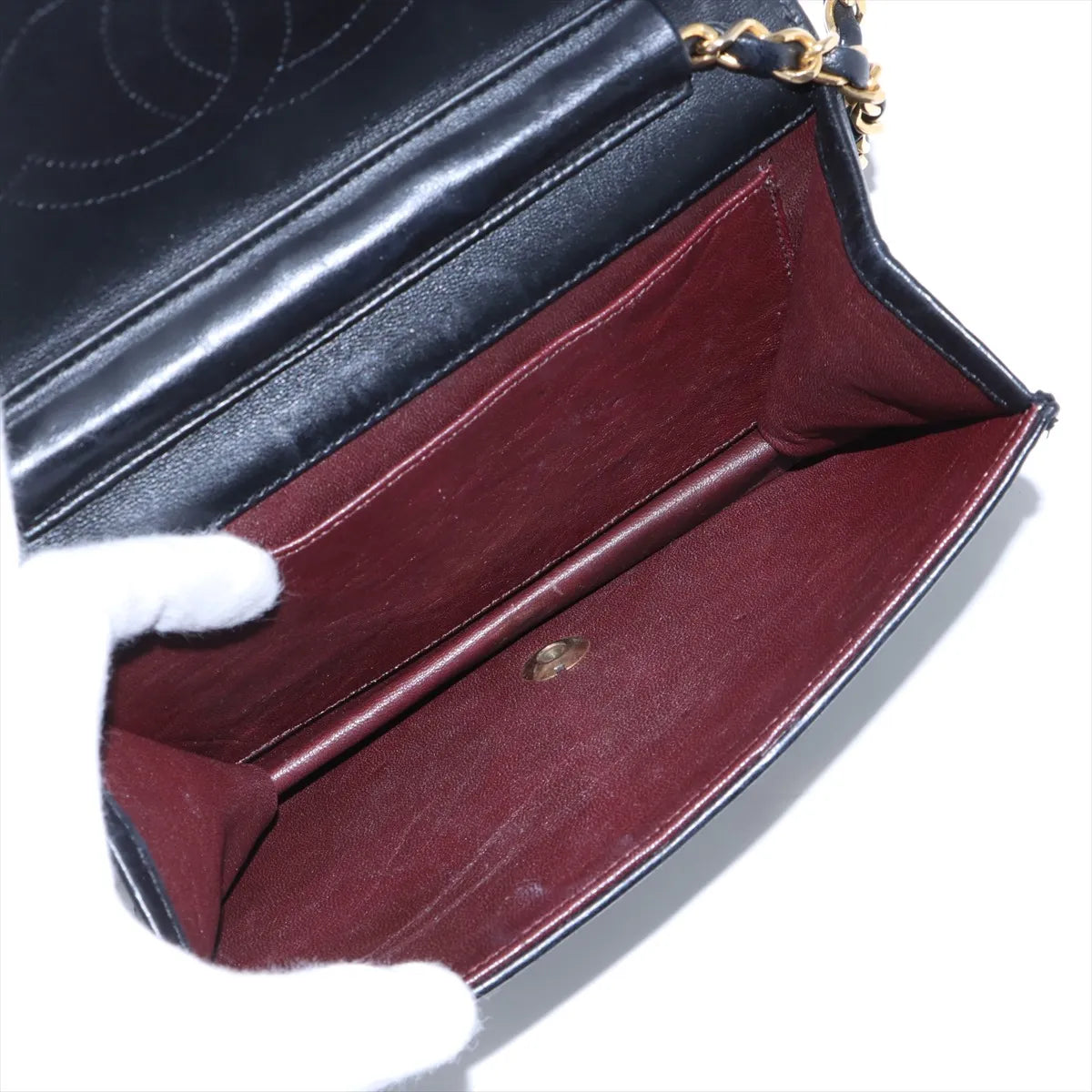 Chanel CC Logo Matelasse Lambskin Chain Shoulder Bag Black