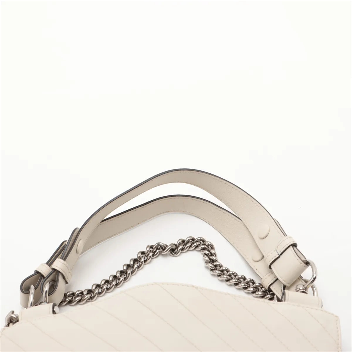 Gucci GG Logo Blondie Leather Shoulder Tote Bag White