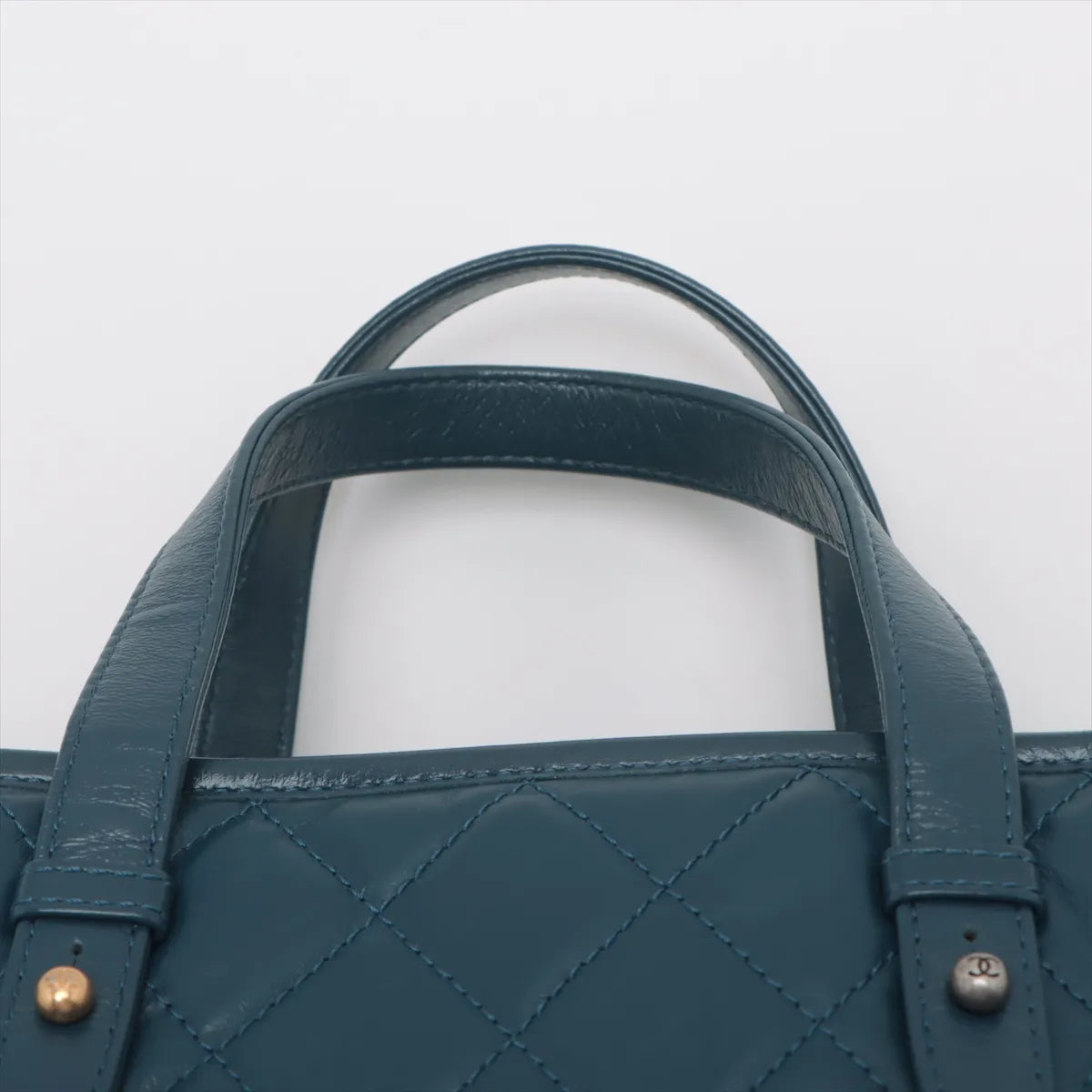 Chanel Gabrielle Doo Vintage Matelasse Calf Two-Way Tote Bag Navy Blue