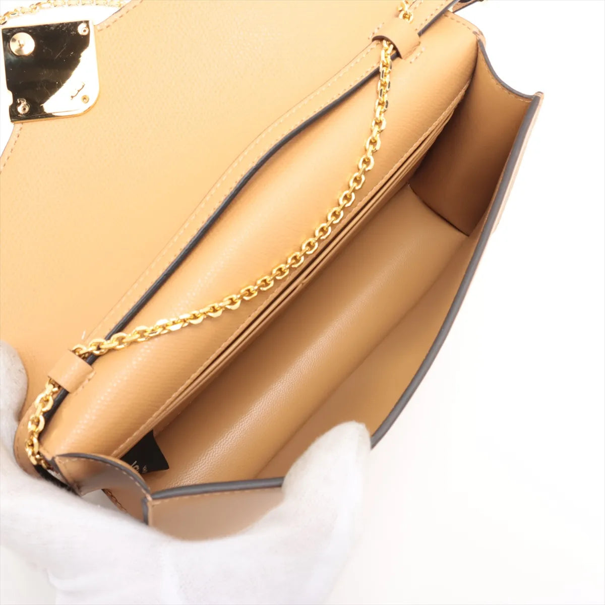 Fendi FF Diamonds Continental Logo Leather Chain Shoulder Bag Brown
